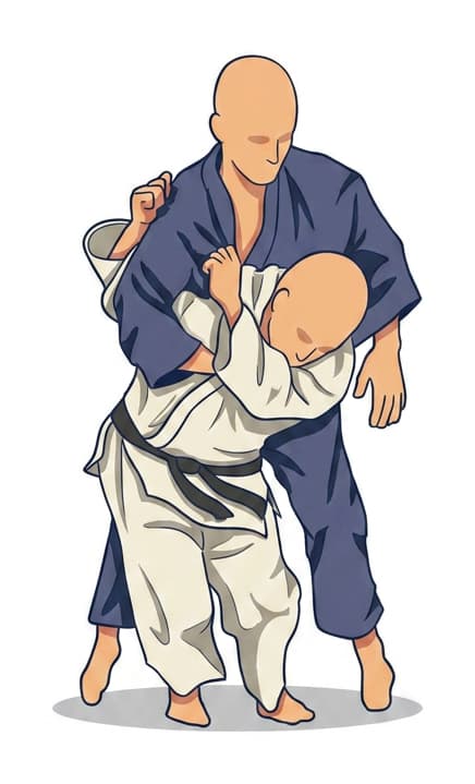 Illustration of Ippon-seoi-nage, a one-arm shoulder throw