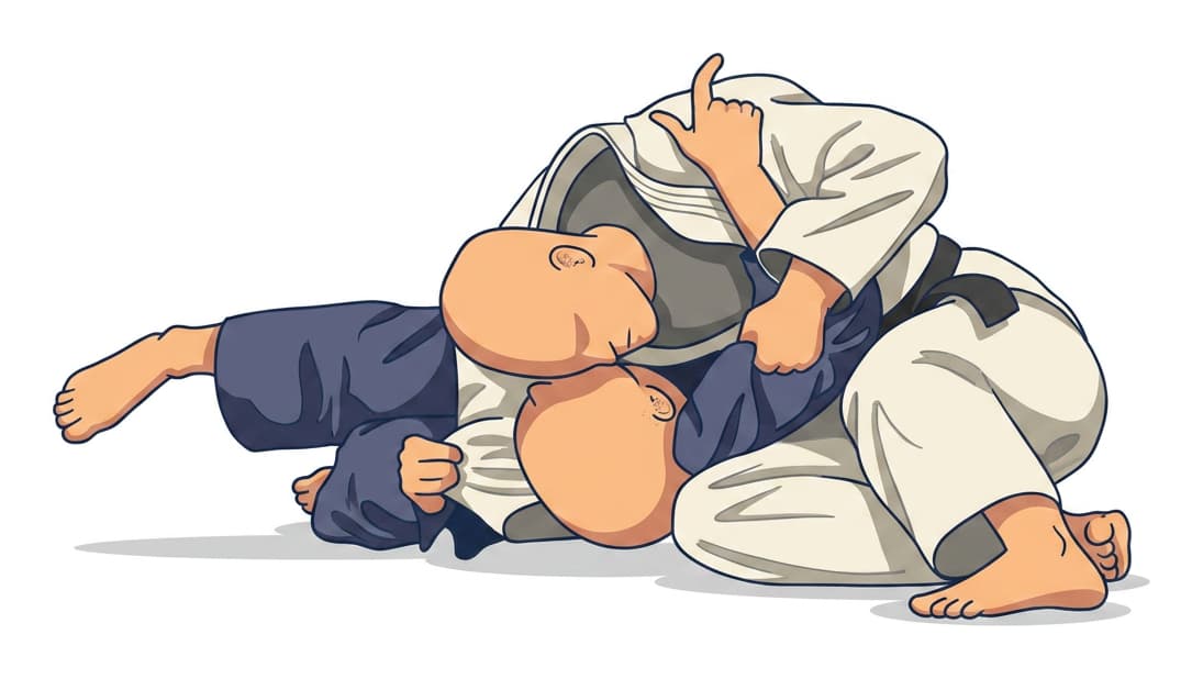 Illustration of Hon-kesa-gatame, a scarf hold in the Kesa family