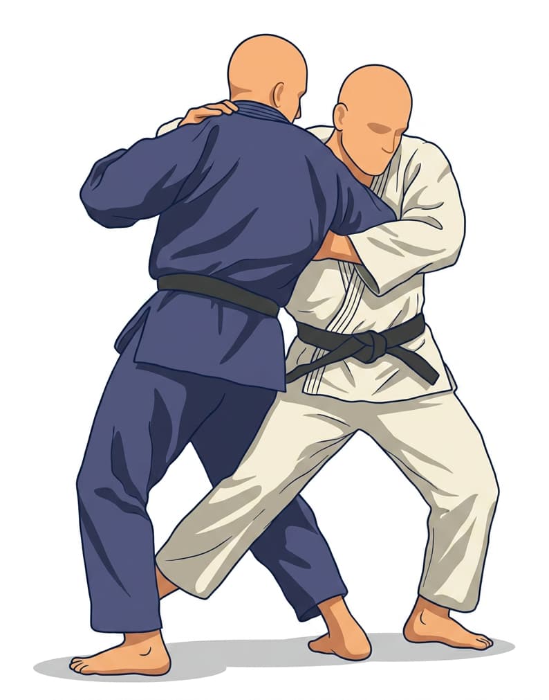 Illustration of O-soto-otoshi, a major outer drop