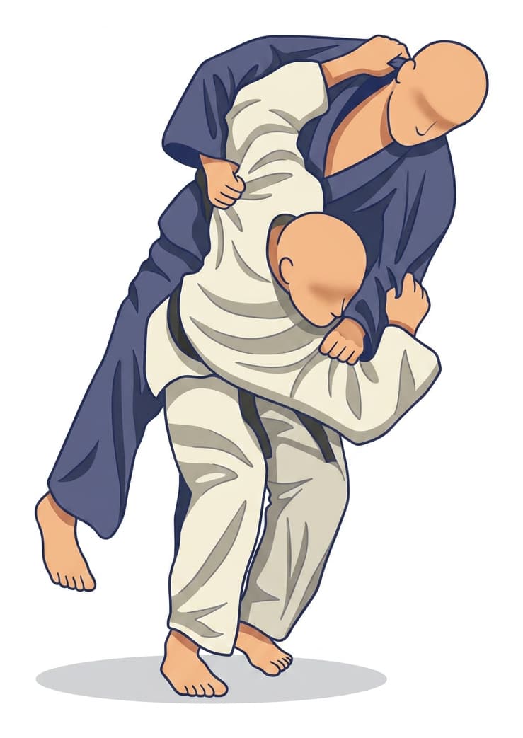 Illustration of Tsuri-komi-goshi, a lift-pull hip throw