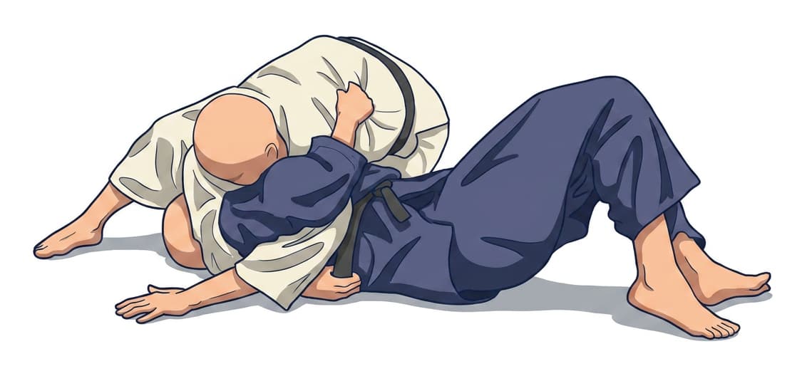 Illustration of Mune-gatame, a side-control hold in the Yoko-shiho-gatame family